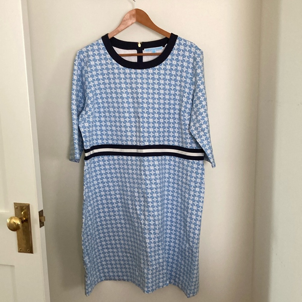 Draper James Blue Sheath Dress with 3/4 Sleeves
